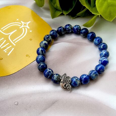 Lapis Lazuli with silver Ganesha charm Bracelet